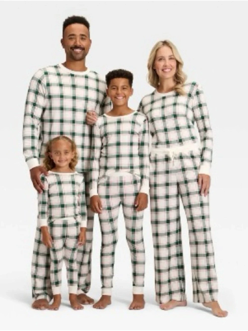 NWT Wondershop White & Green Plaid Kids long Sleeve Pajama Set Boy’s size Large